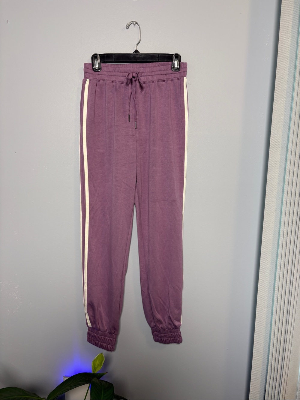 white birch Mauve Joggers with Cream Side Stripes